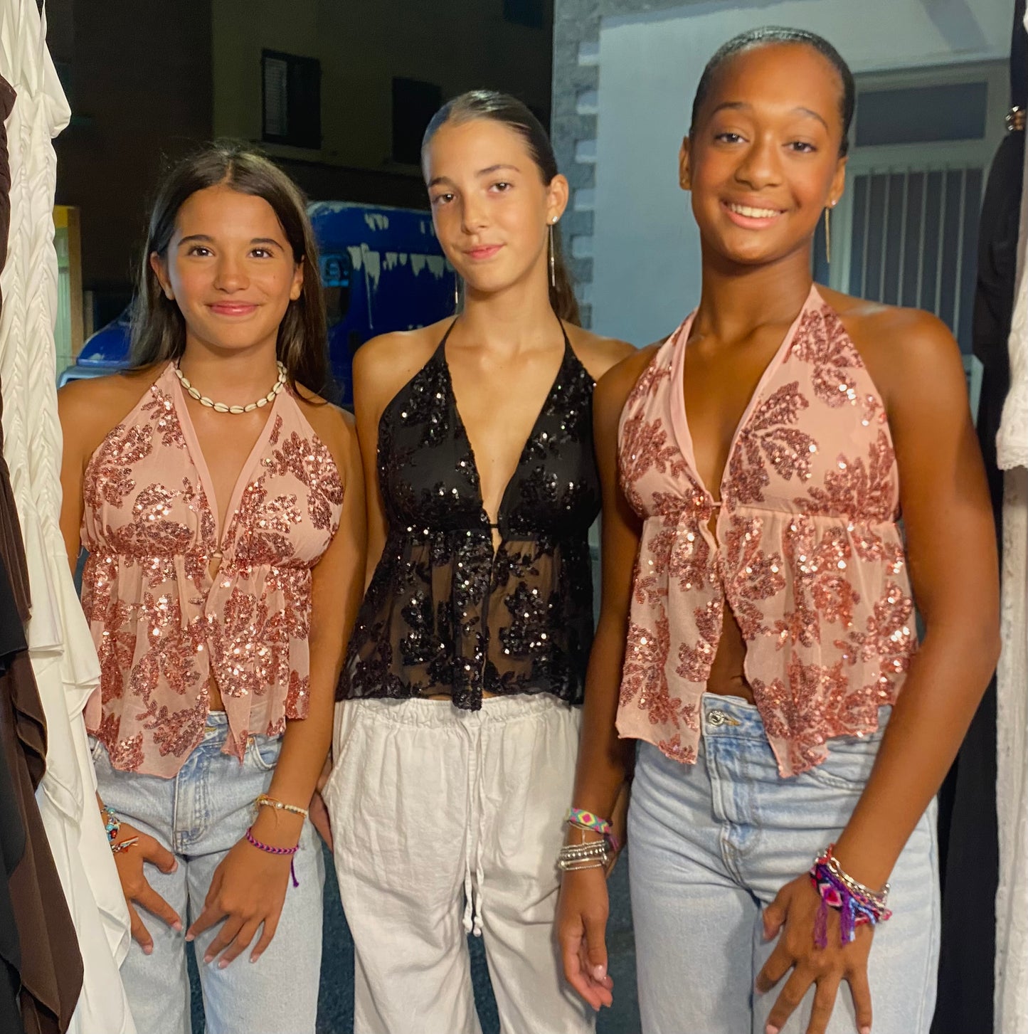 Top in paillettes monospalla